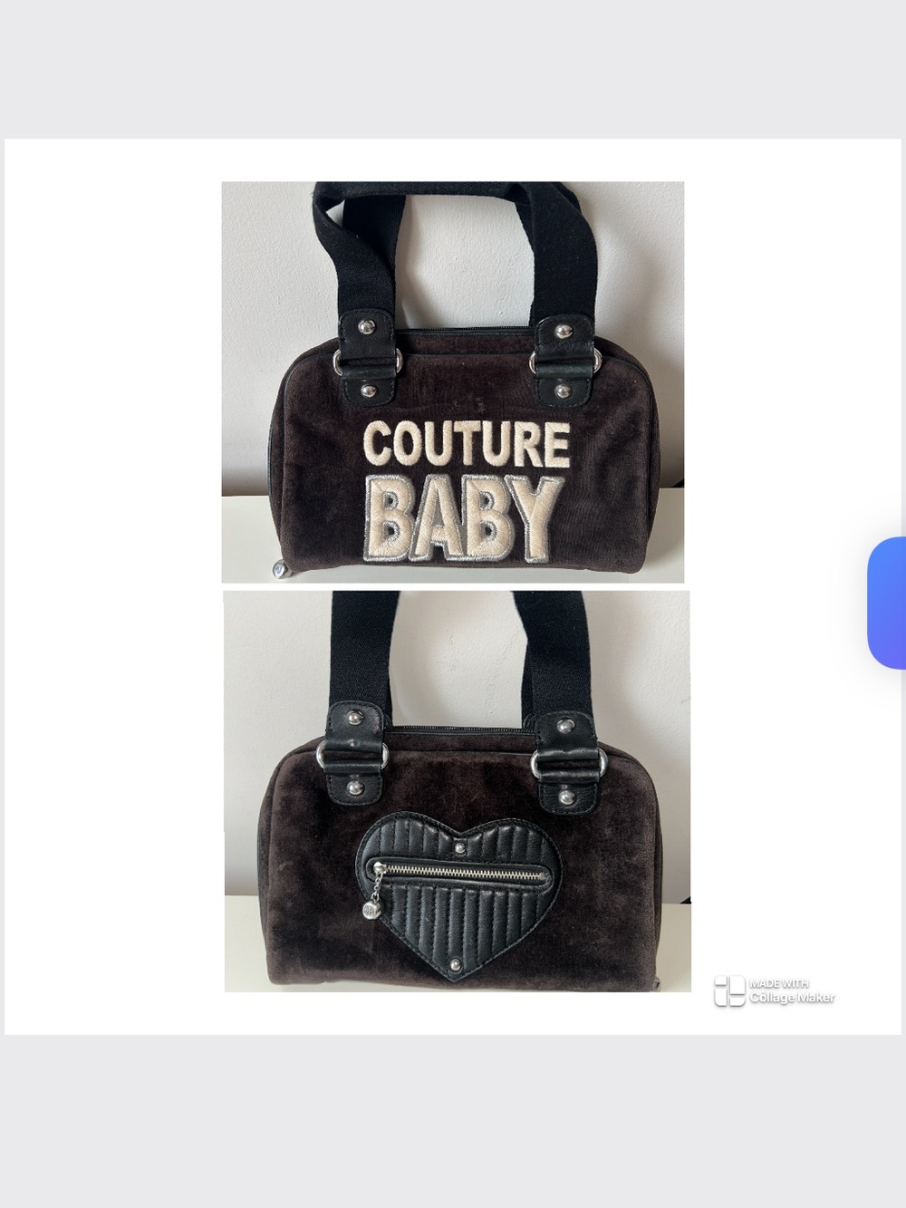 Couture Baby Vintage Y2K Velvet Velour Top-Handle Accessory Bag in Dark Brown